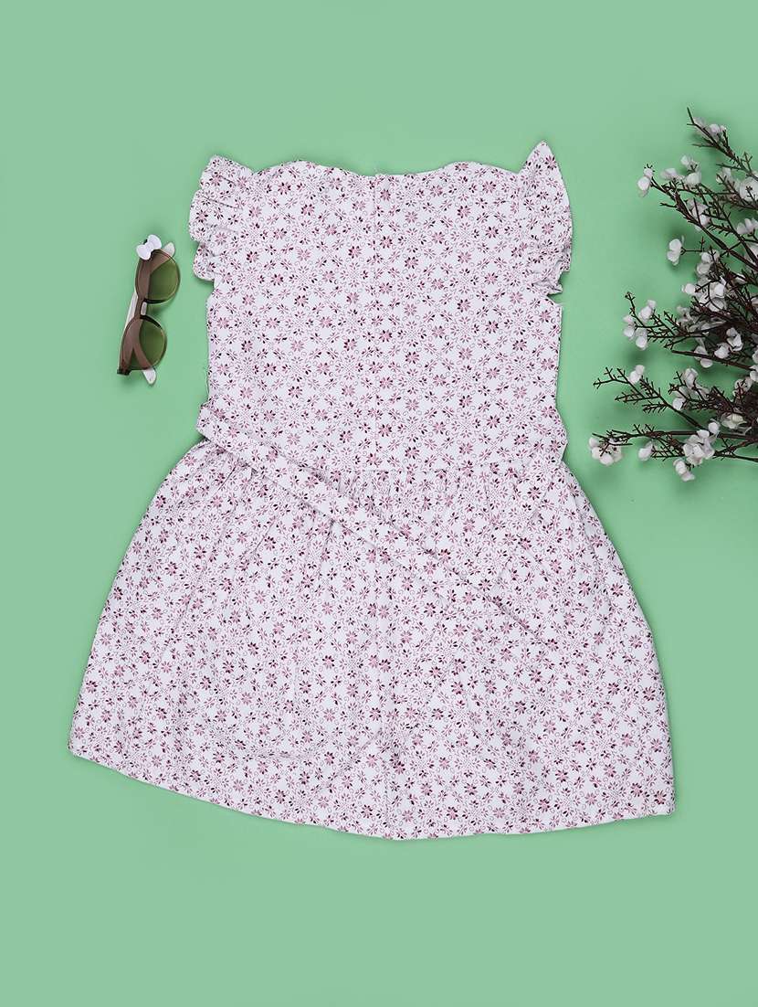 Girls Printed Ruffle Sleeves Frock - 22441612 -  Standard Image - 2