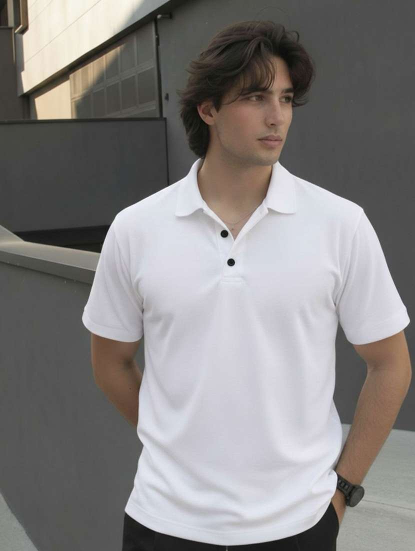 men solid short sleeve regular fit polo t-shirt