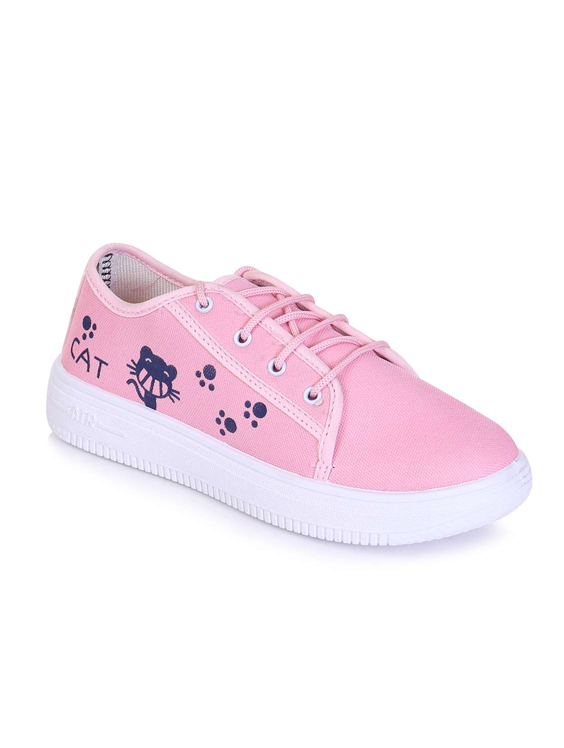 women printed pink lace-up casual shoe