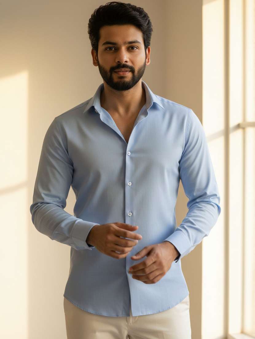 men solid long sleeve regular fit casual shirt