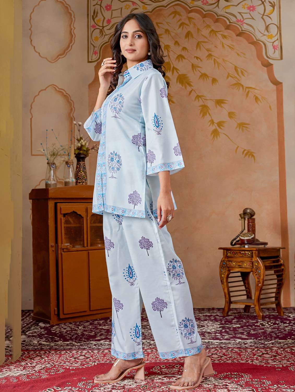 women blue kurta pant set - 22442942 -  Standard Image - 2