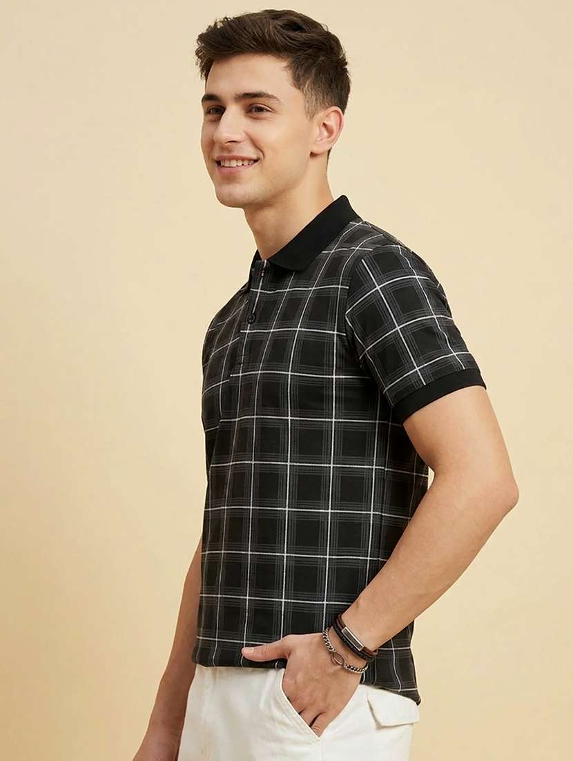 men checkered short sleeve regular fit polo t-shirt - 22442987 -  Standard Image - 2