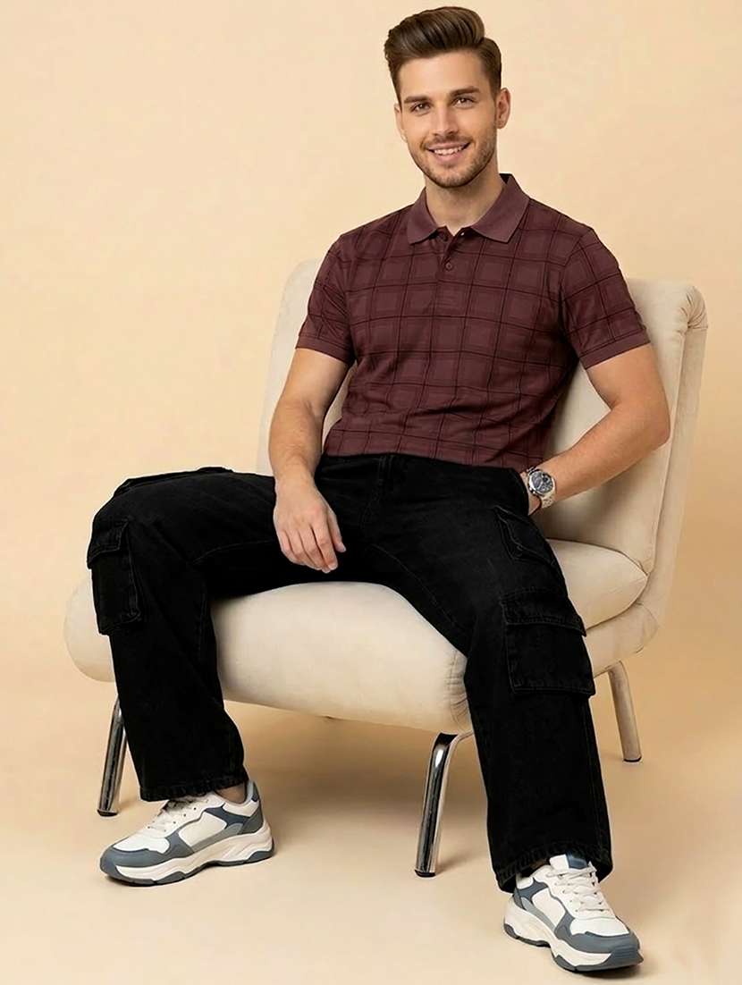 men checkered short sleeve regular fit polo t-shirt - 22442991 -  Standard Image - 2