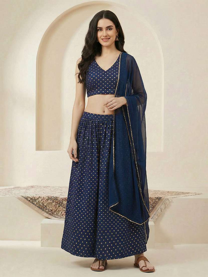 women teal flared lehenga