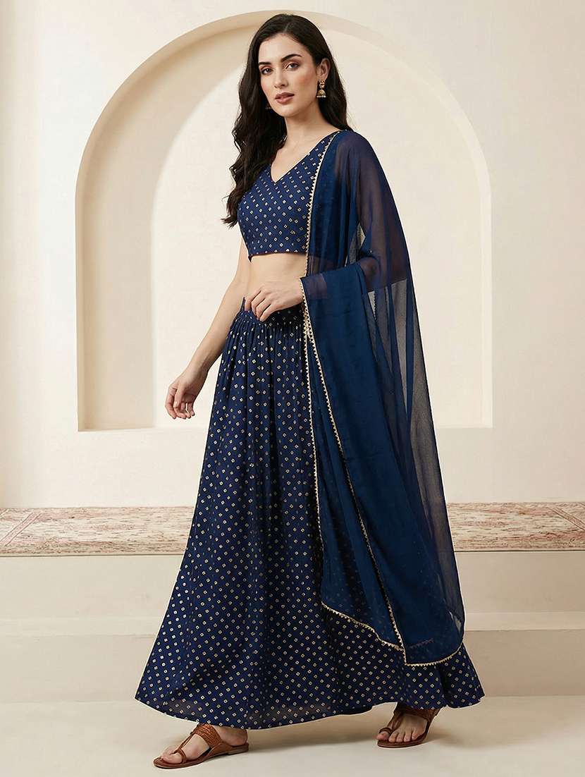 Women Teal Flared Lehenga - 22443016 -  Standard Image - 2