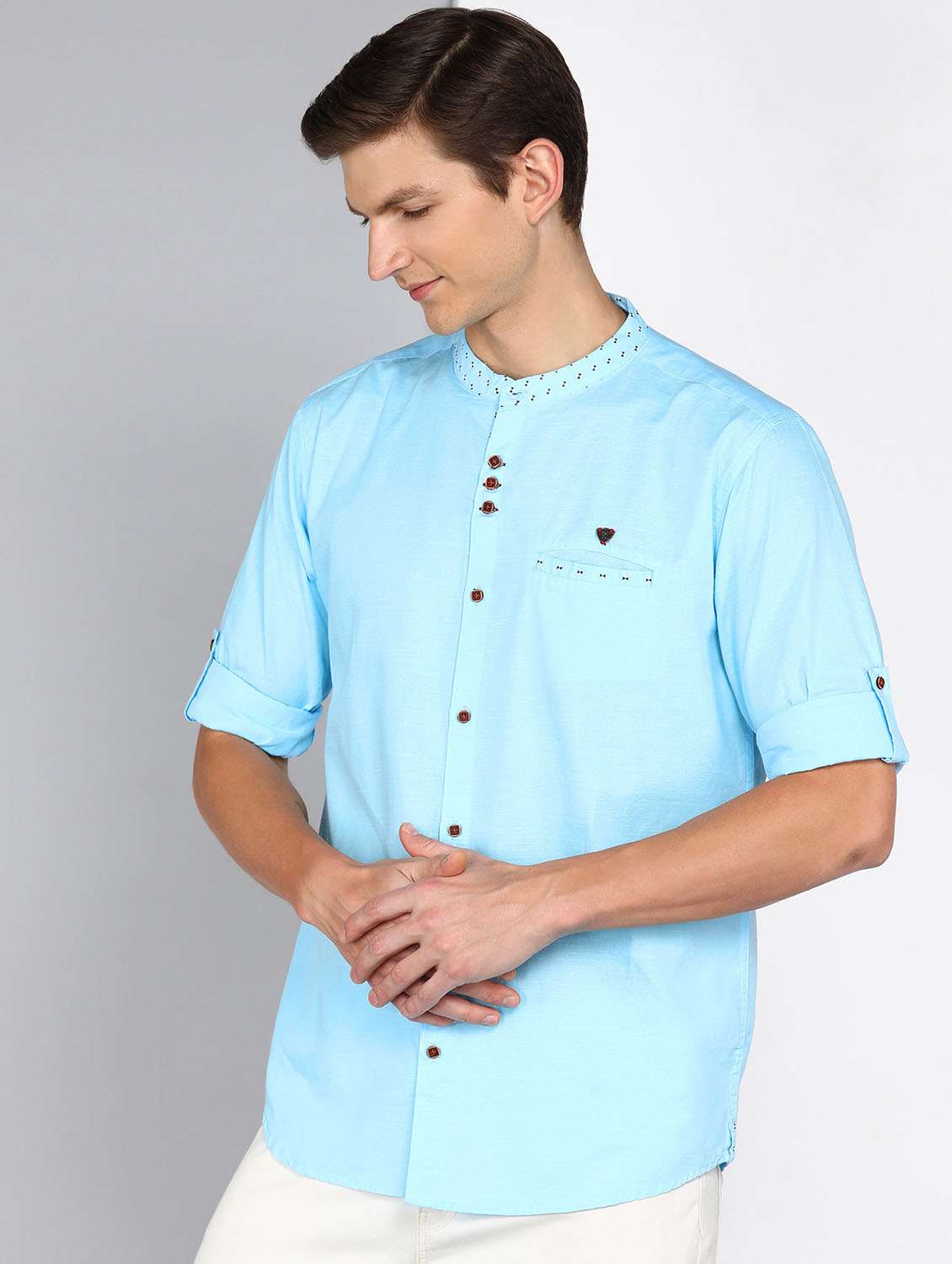 men solid long sleeve regular fit casual shirt - 22443113 -  Standard Image - 2