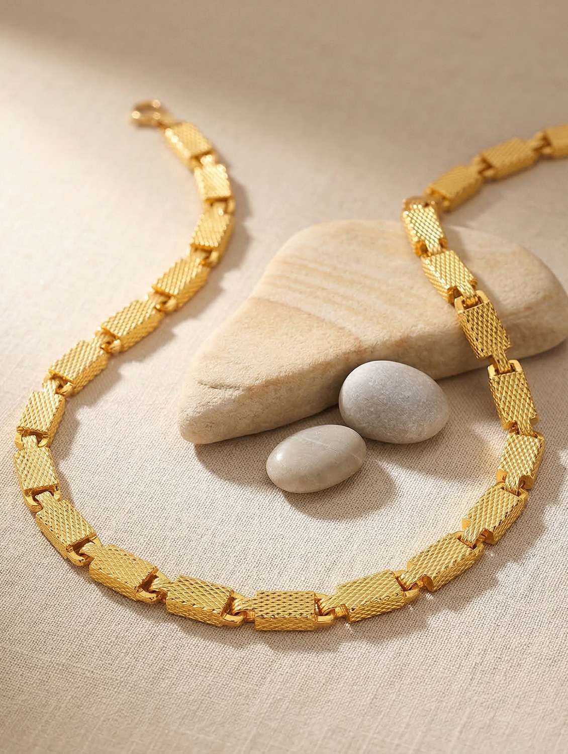 men gold brass chain necklace