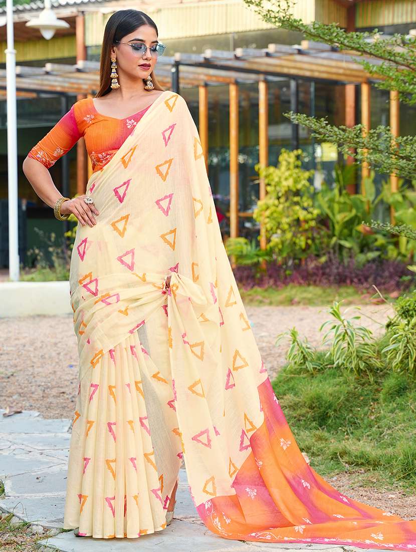women printed casual wear saree with blouse - 22443370 -  Standard Image - 2
