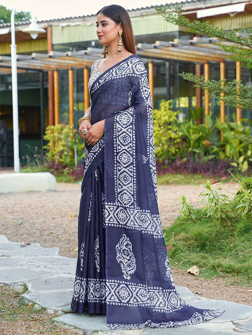 women printed casual wear saree with blouse - 22443374 -  Standard Image - 2