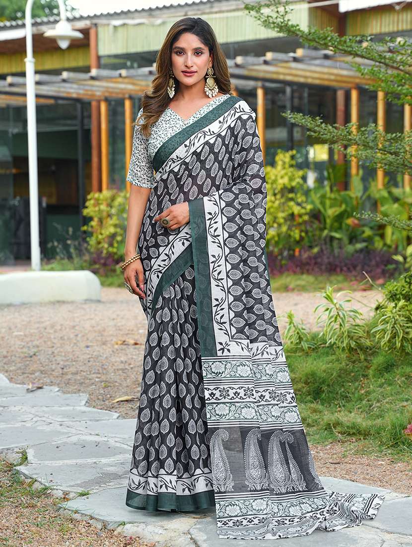 women printed casual wear saree with blouse - 22443379 -  Standard Image - 2