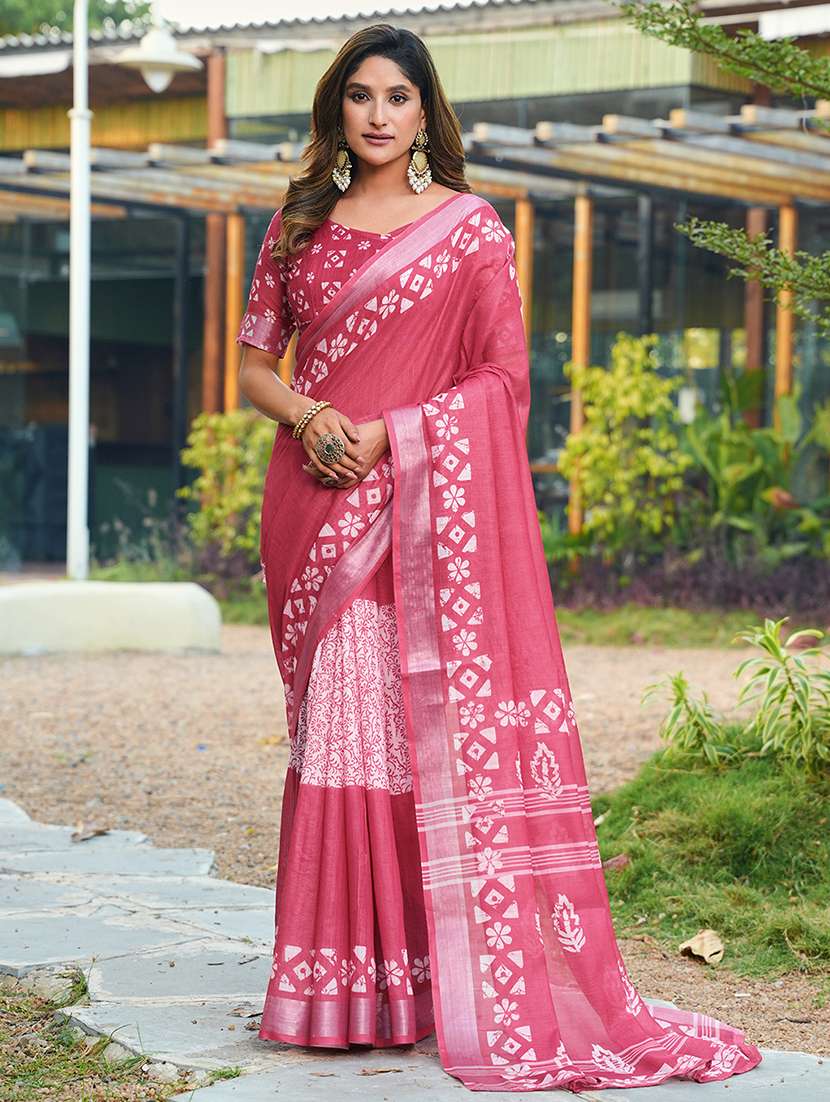 women printed casual wear saree with blouse - 22443380 -  Standard Image - 2
