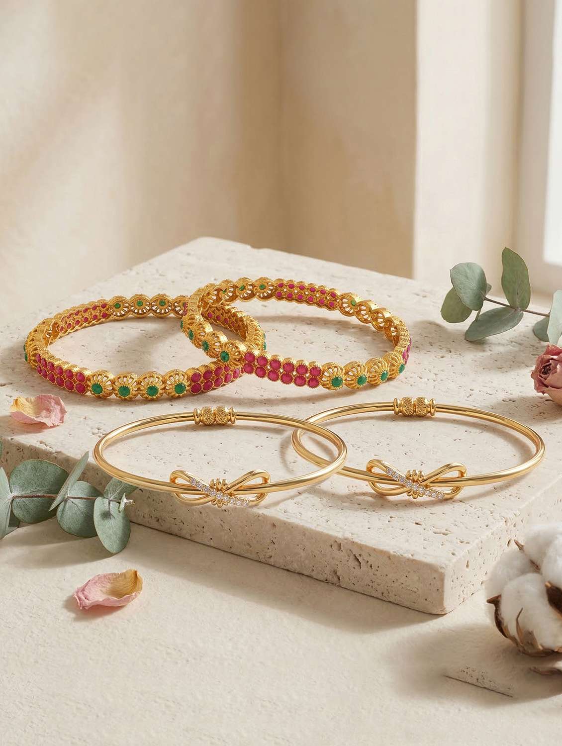 women gold brass bangle
