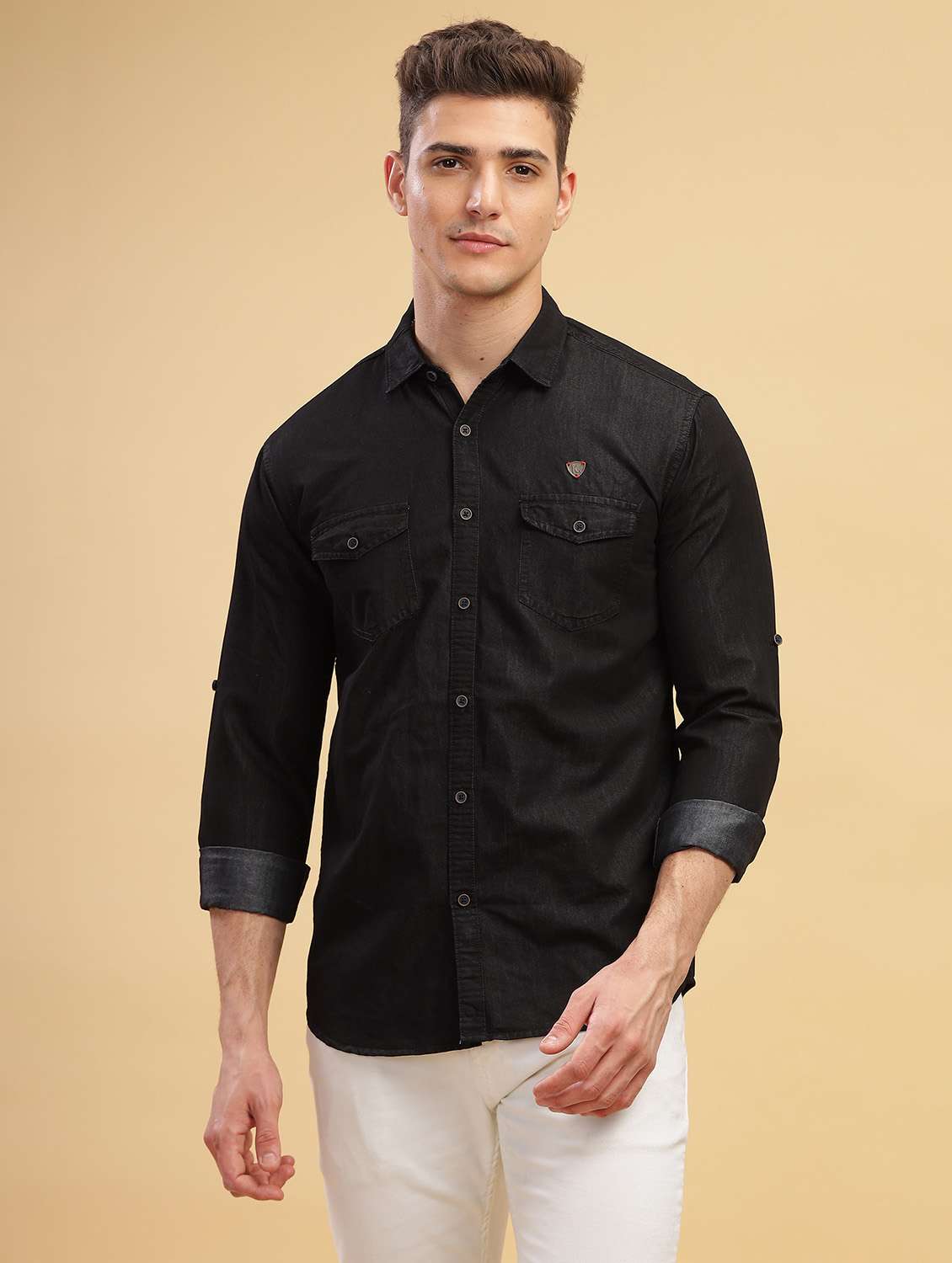 Men Solid Long Sleeve Regular Fit Casual Shirt - 22443421 -  Standard Image - 2