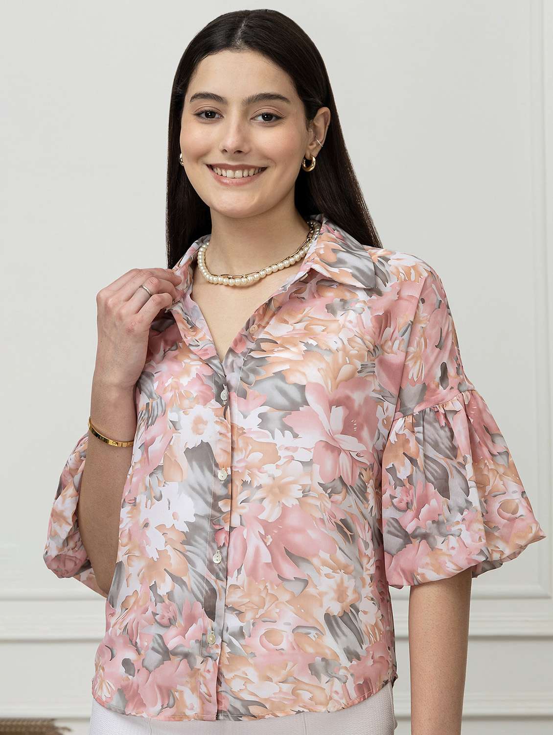 Women Floral Multi Georgette Regular Shirt - 22443513 -  Standard Image - 2