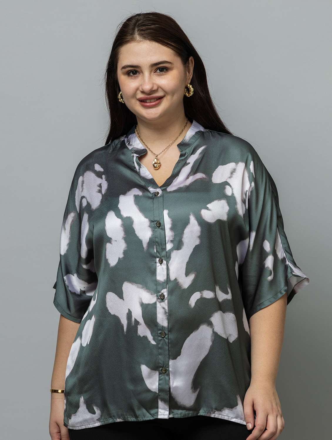 women plus size pinted short sleeve top - 22443568 -  Standard Image - 2