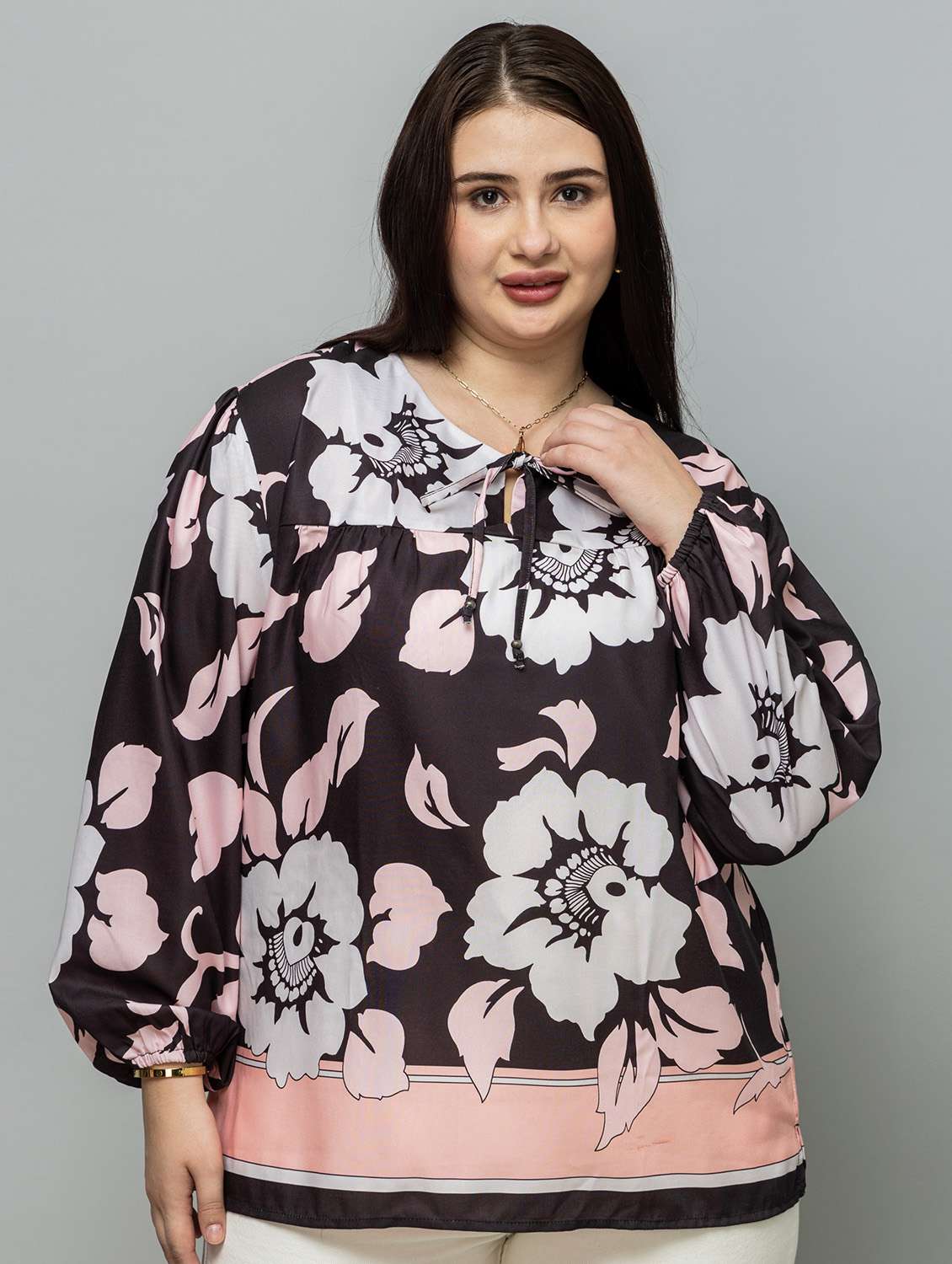 women floral black rayon regular top