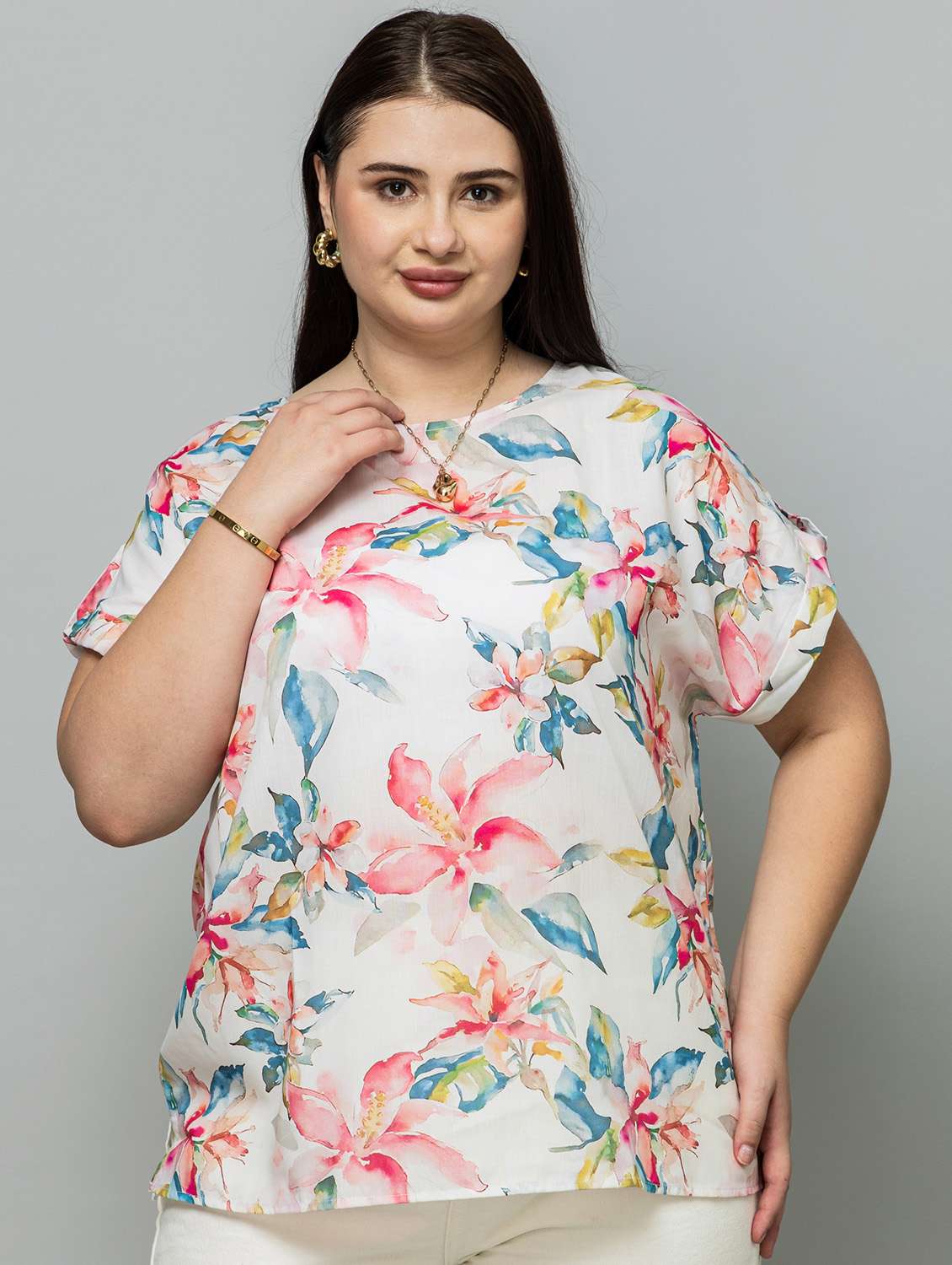 women floral white rayon regular top - 22443571 -  Standard Image - 2