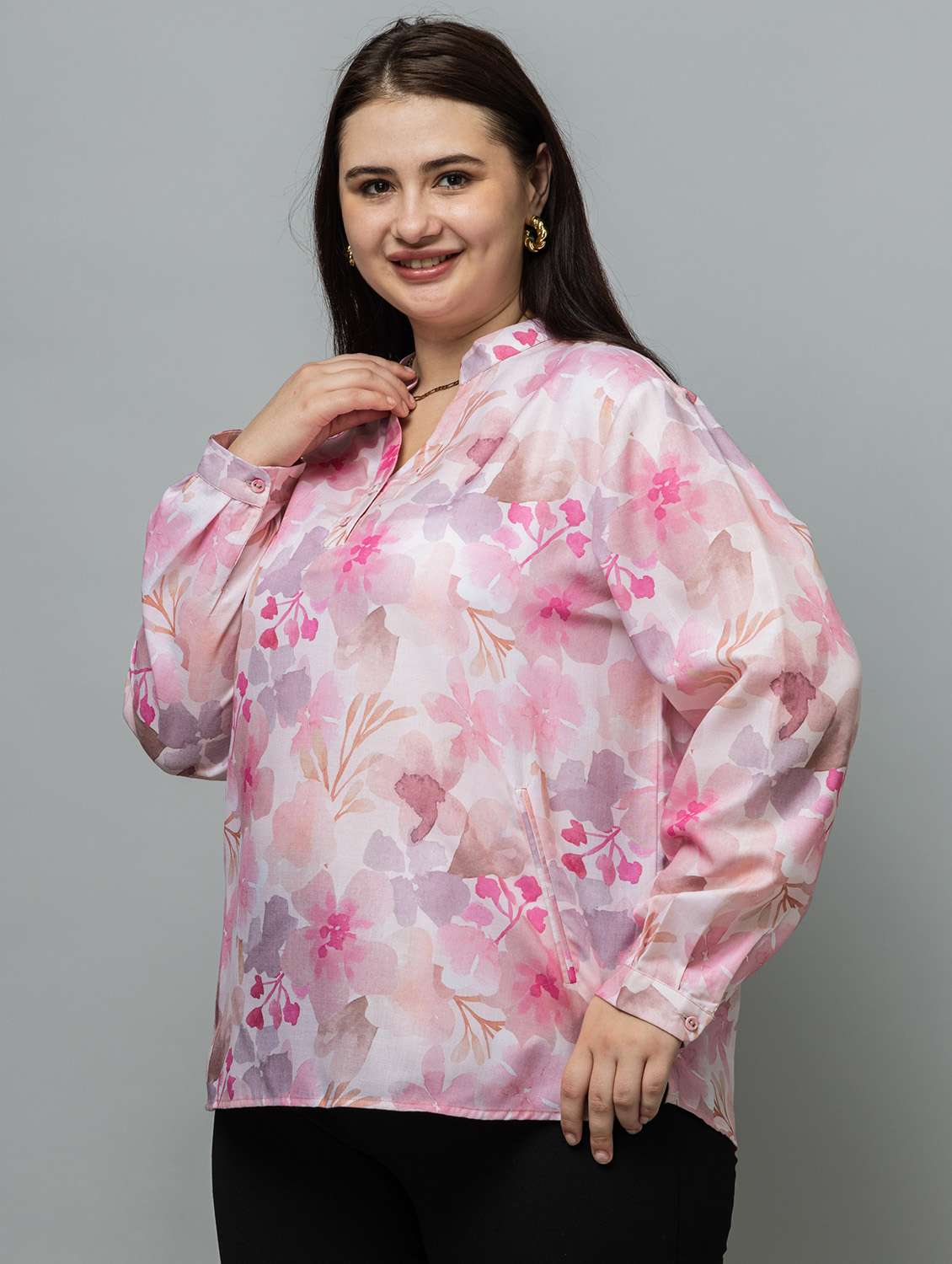 women plus size printed long sleeve top - 22443575 -  Standard Image - 2
