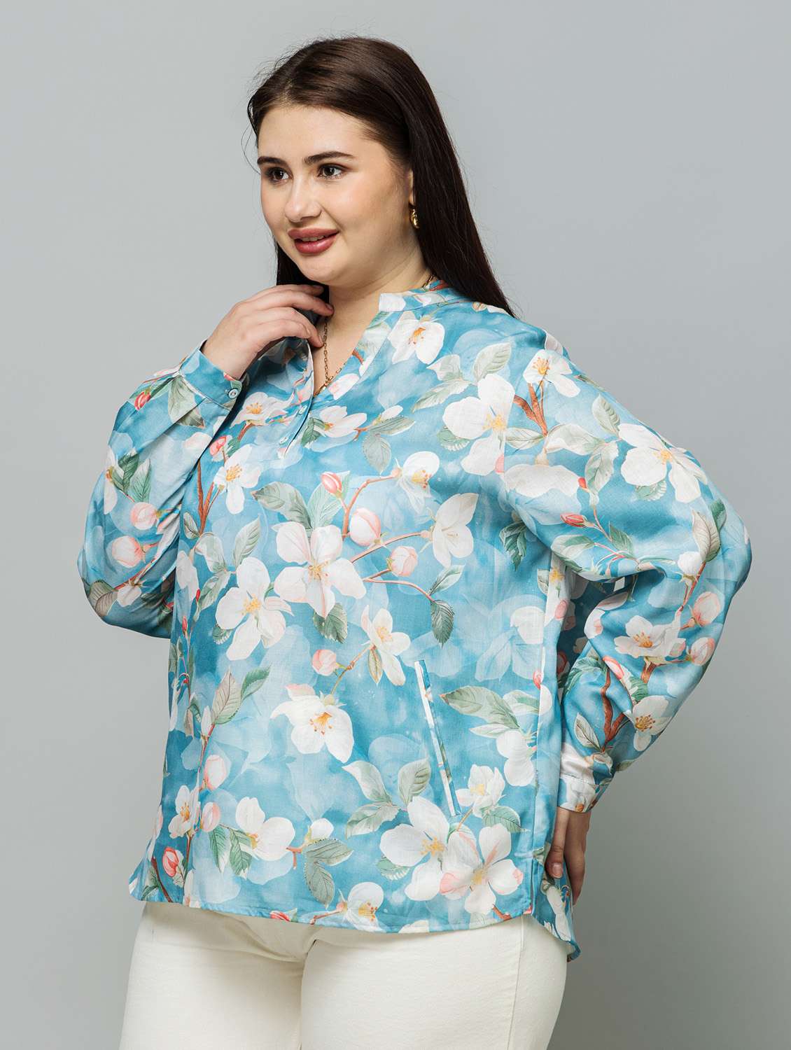 women plus size printed long sleeve top - 22443576 -  Standard Image - 2