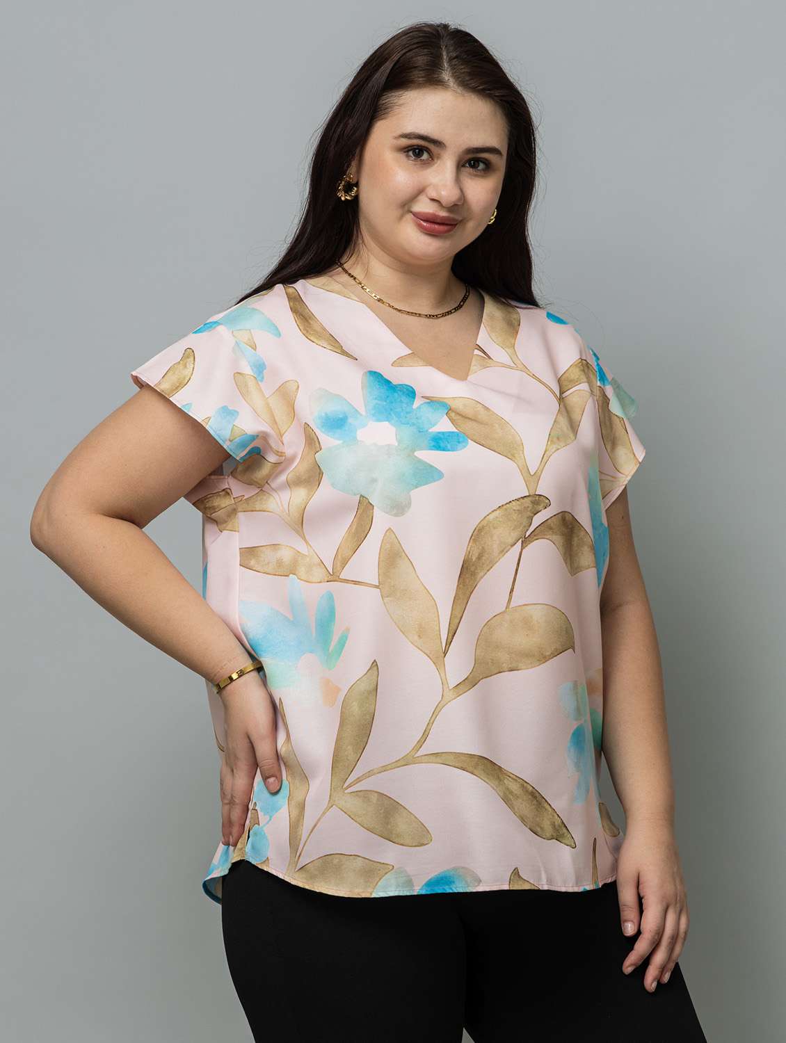 women plus size pinted short sleeve top - 22443579 -  Standard Image - 2