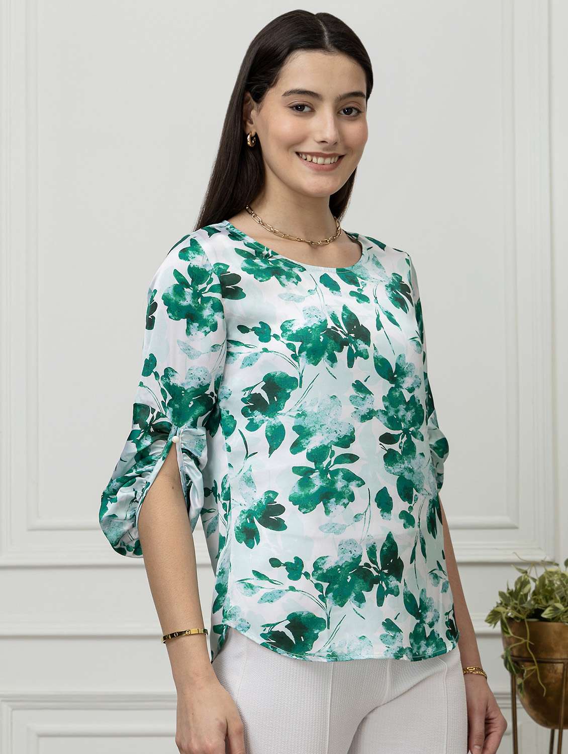 women floral satin regular top - 22443624 -  Standard Image - 2