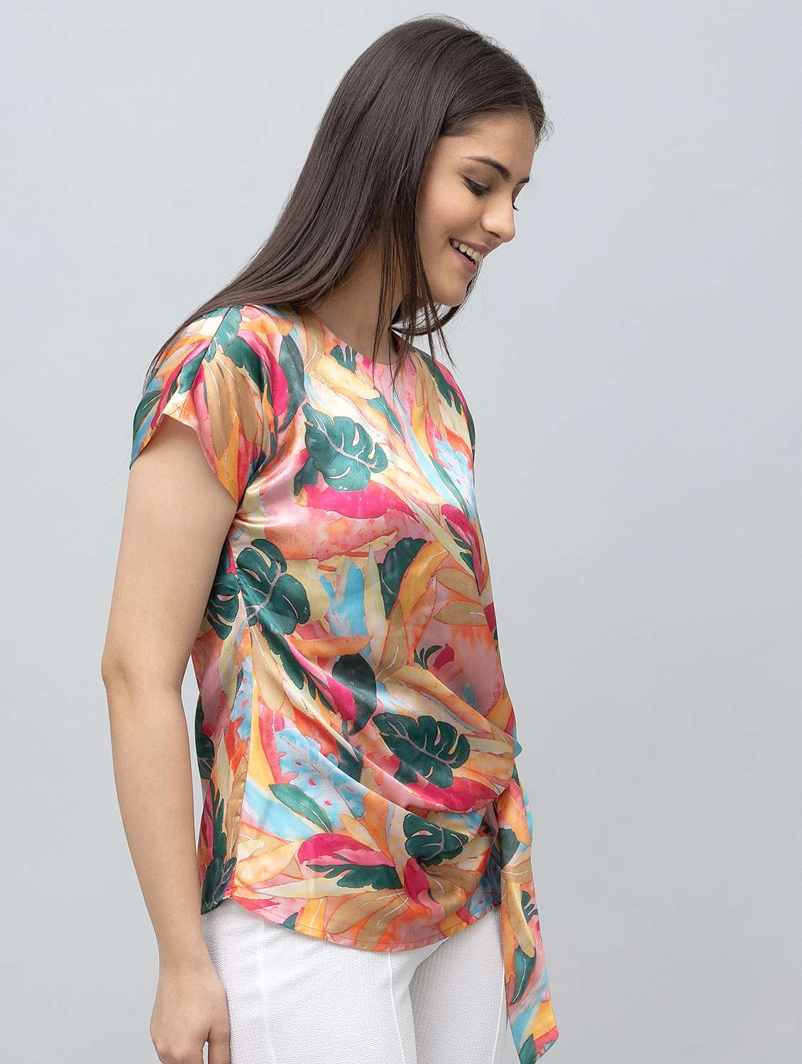 women printed short sleeve regular top - 22443637 -  Standard Image - 2