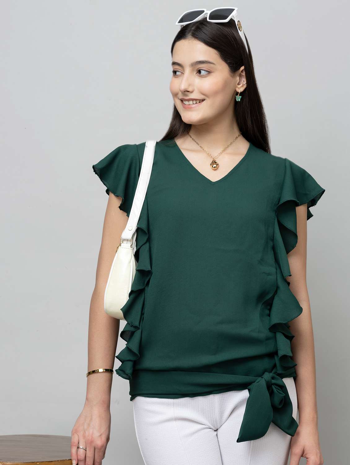 women solid short sleeve regular top - 22443642 -  Standard Image - 2