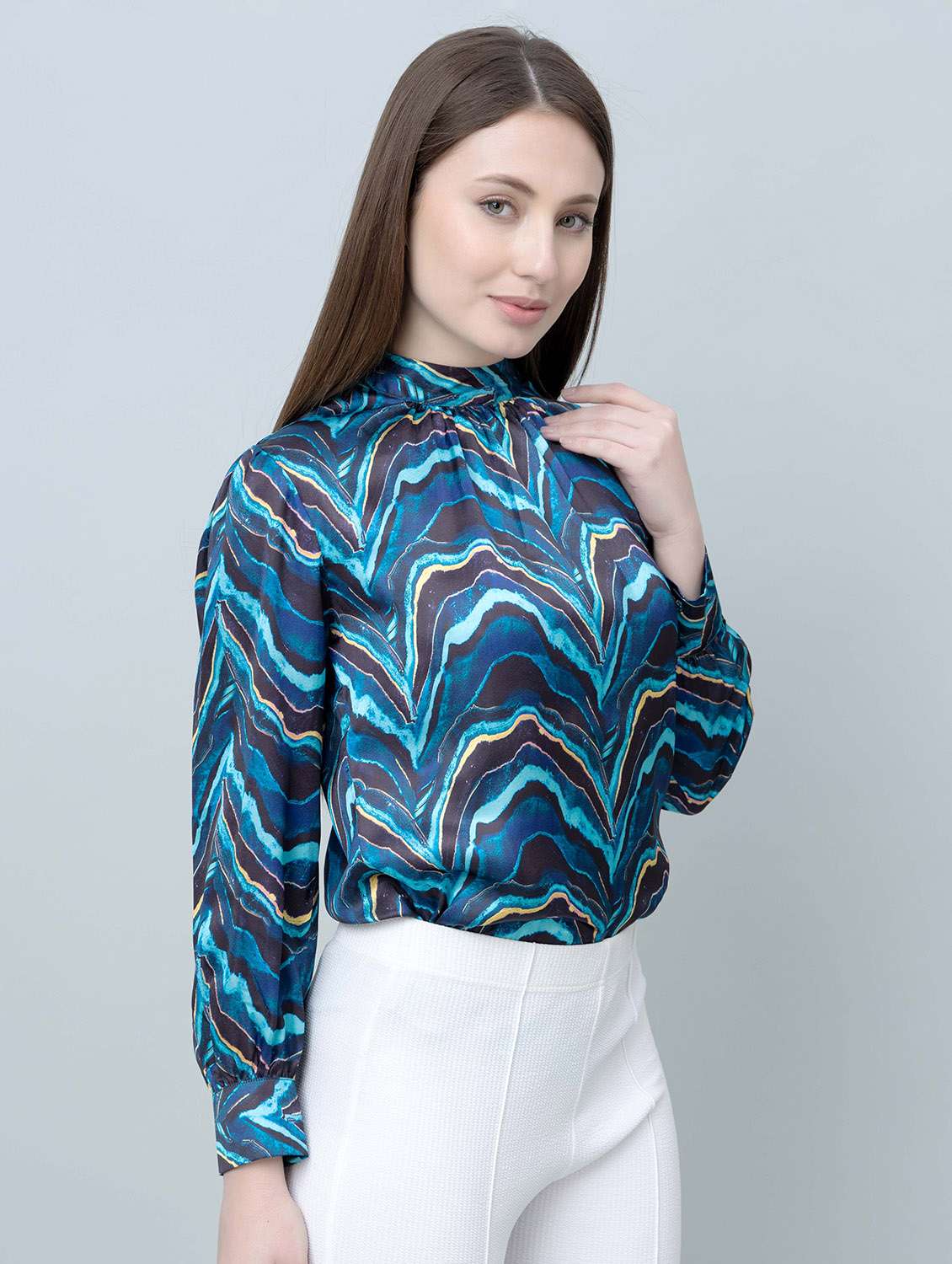 women printed long sleeve regular top - 22443648 -  Standard Image - 2