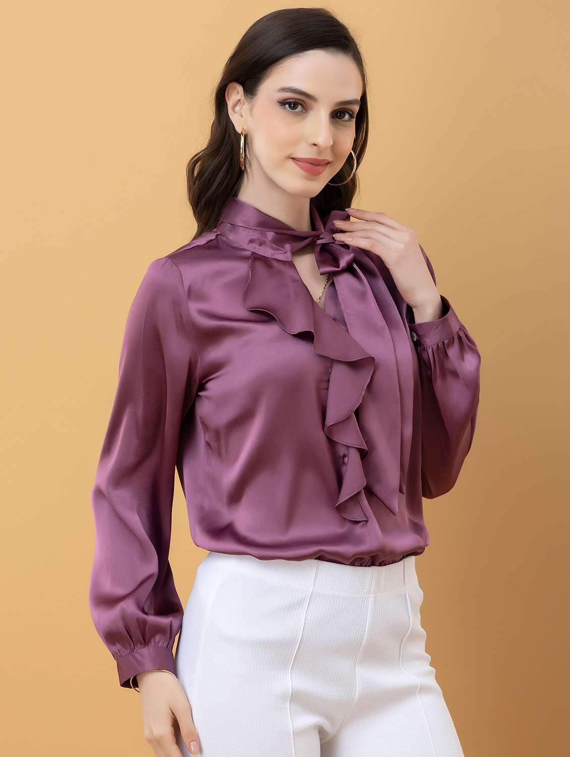 women solids purple satin regular top - 22443665 -  Standard Image - 2