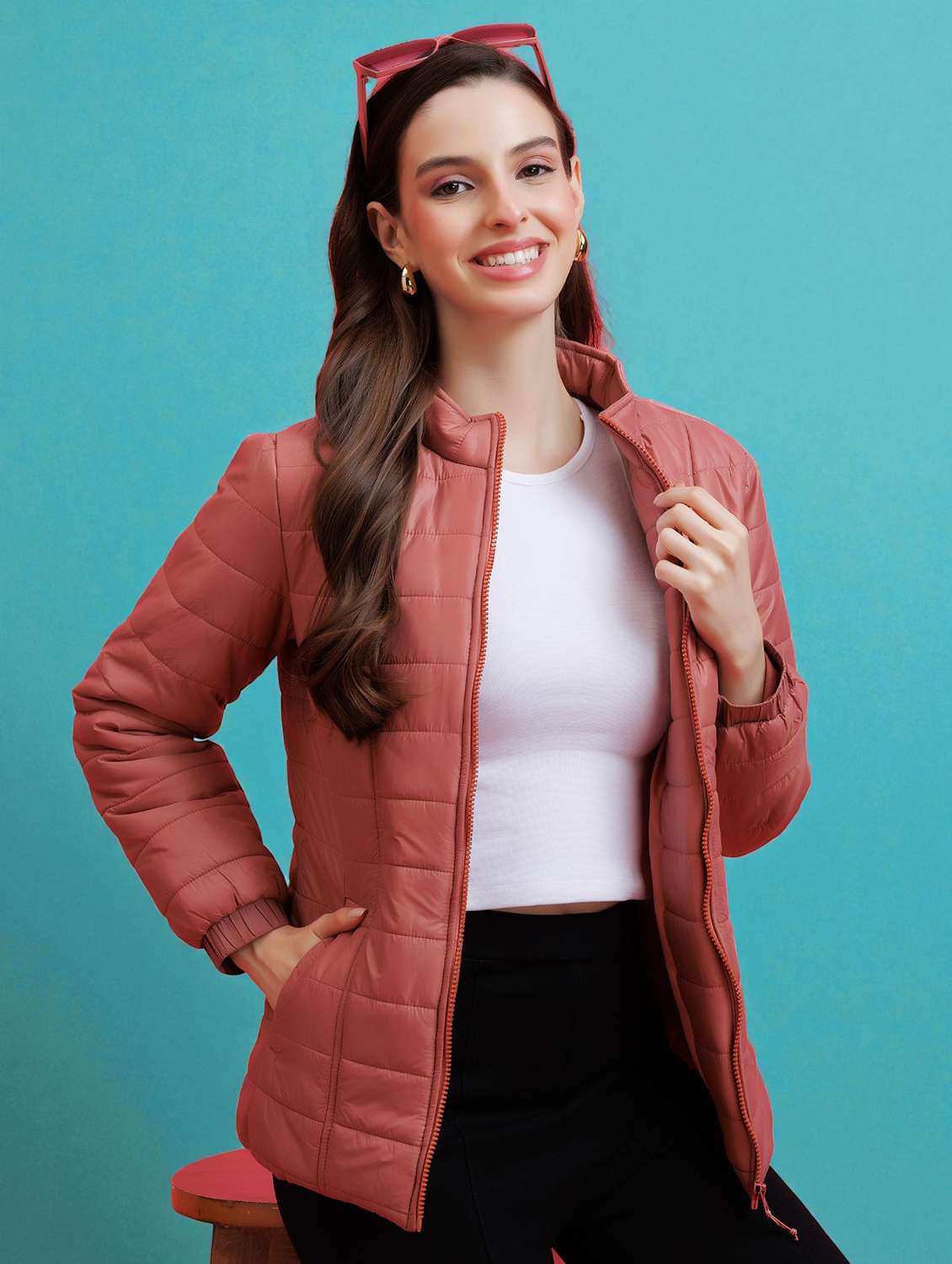 women pink nylon regular jacket - 22443699 -  Standard Image - 2