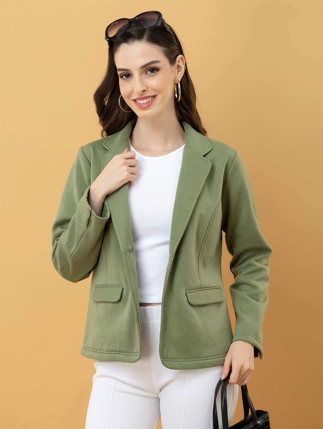 women green fleece regular jacket - 22443703 -  Standard Image - 2