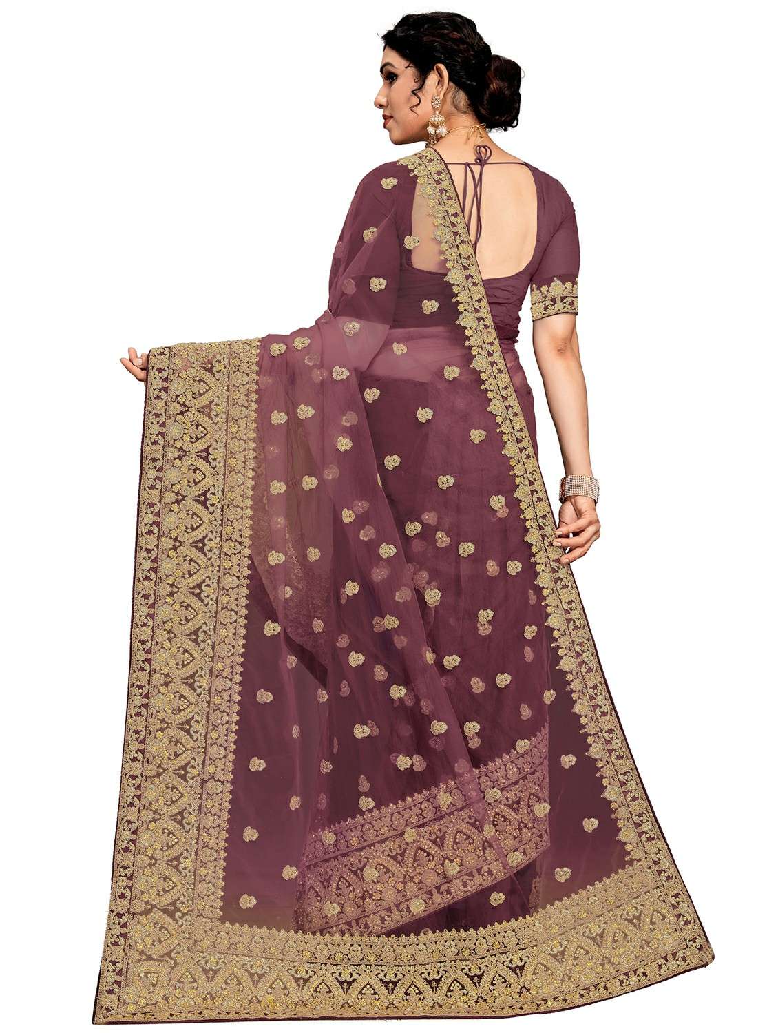 women solid with work embroidered saree - 22444549 -  Standard Image - 2