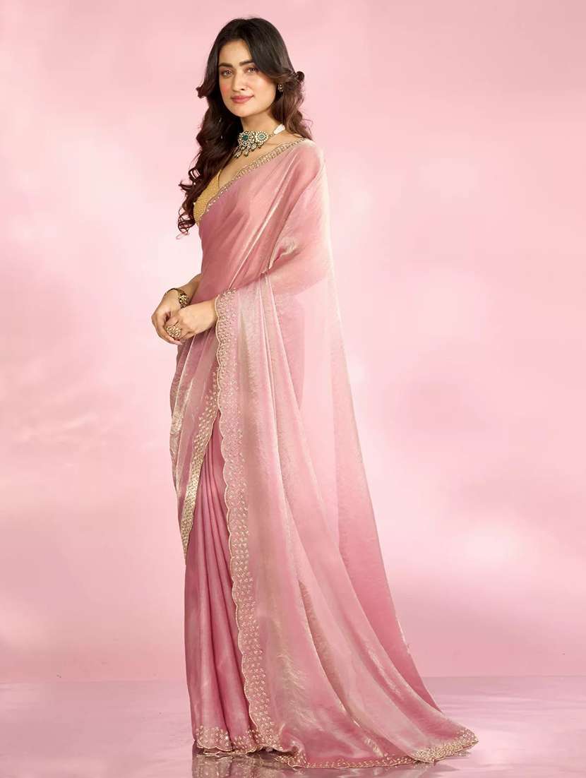 women solid with bordered saree - 22444720 -  Standard Image - 2