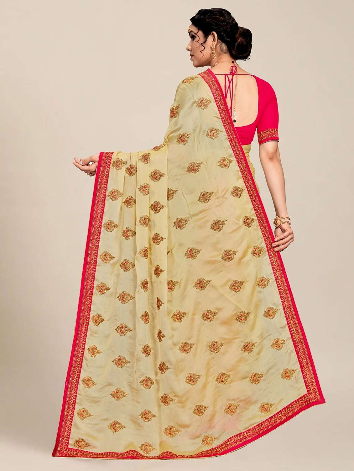 women solid with work embroidered saree - 22444767 -  Standard Image - 2