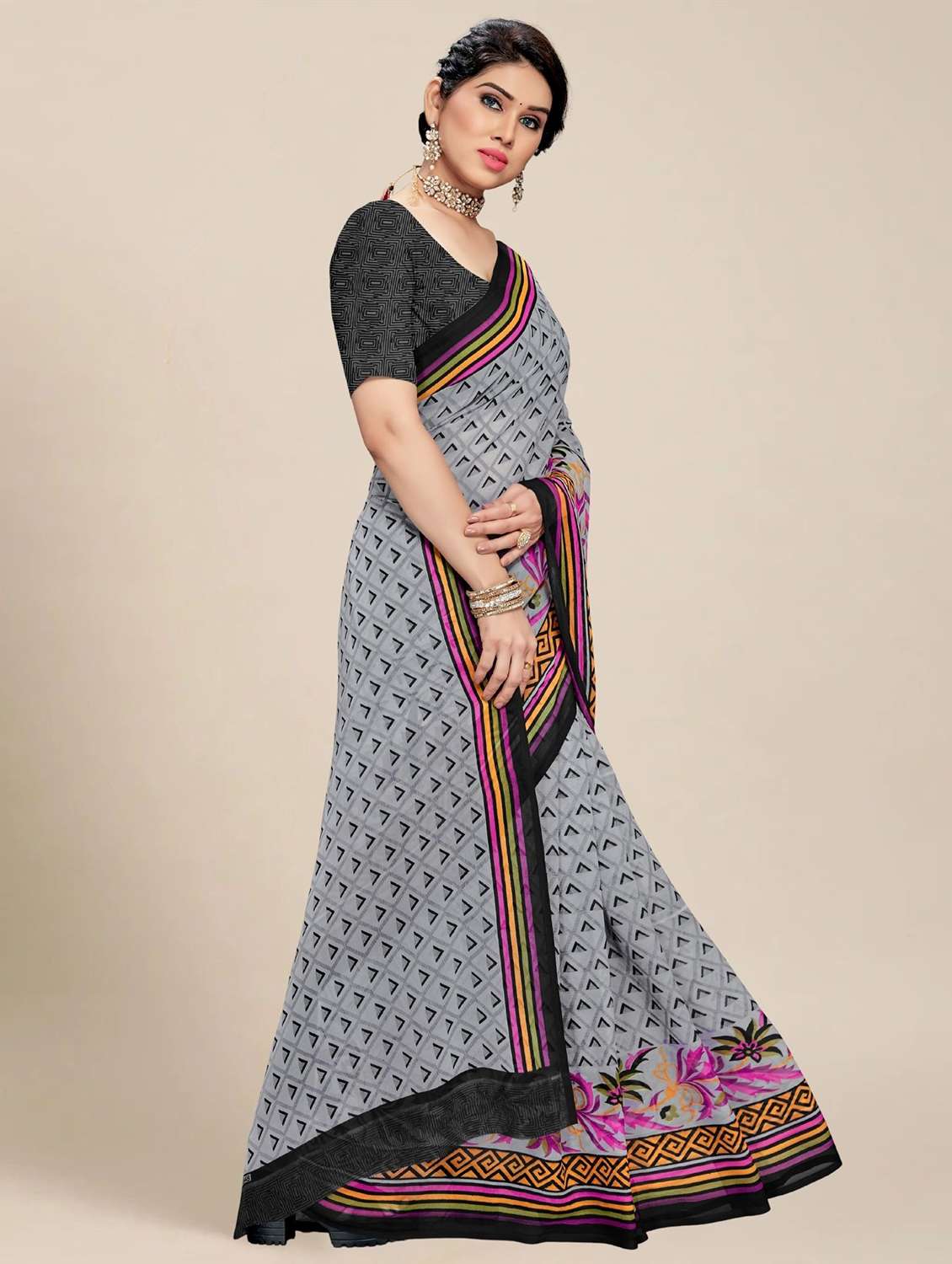 women pack of 2 printed combo saree - 22444964 -  Standard Image - 2