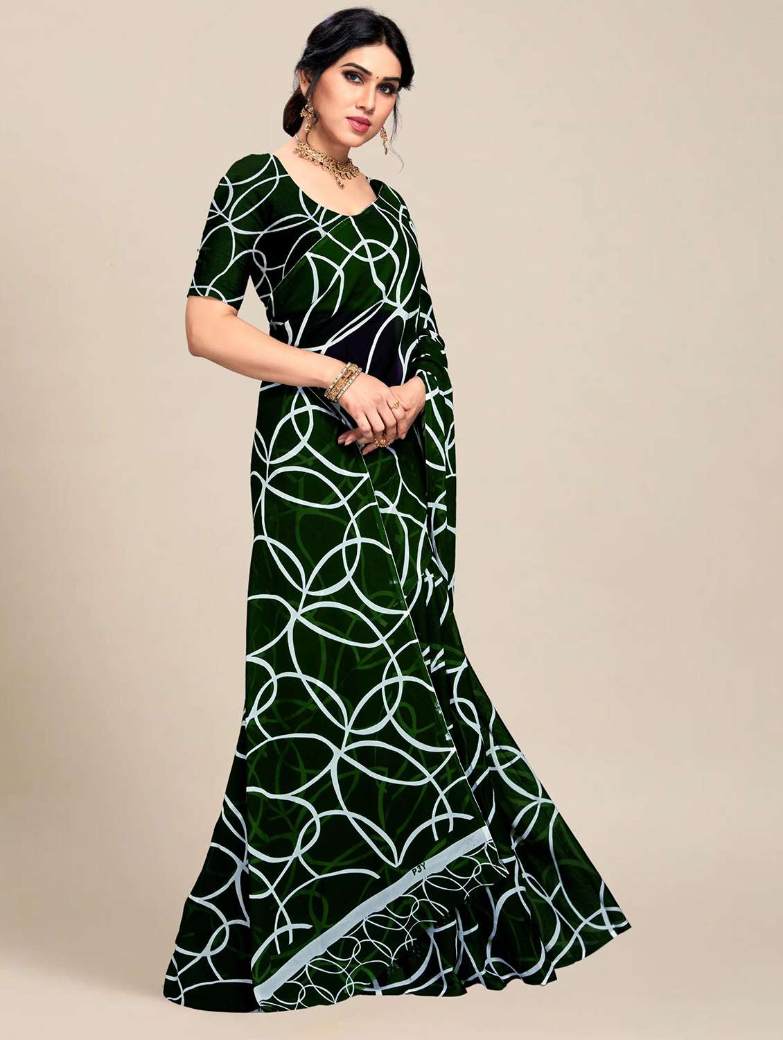 women pack of 2 printed combo saree - 22444967 -  Standard Image - 2