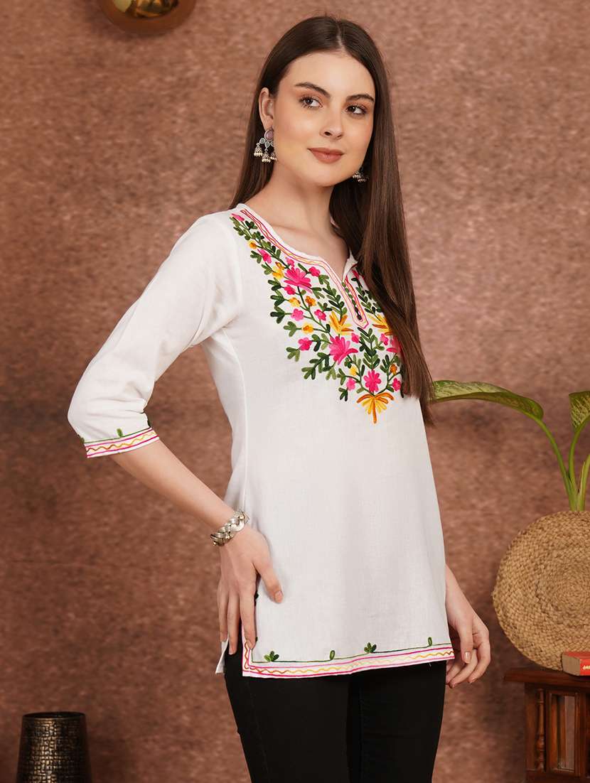 Women White Cotton A-line Kurta - 22444971 -  Standard Image - 2
