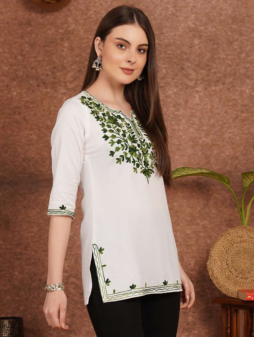 Women White Cotton A-line Kurta - 22444974 -  Standard Image - 2