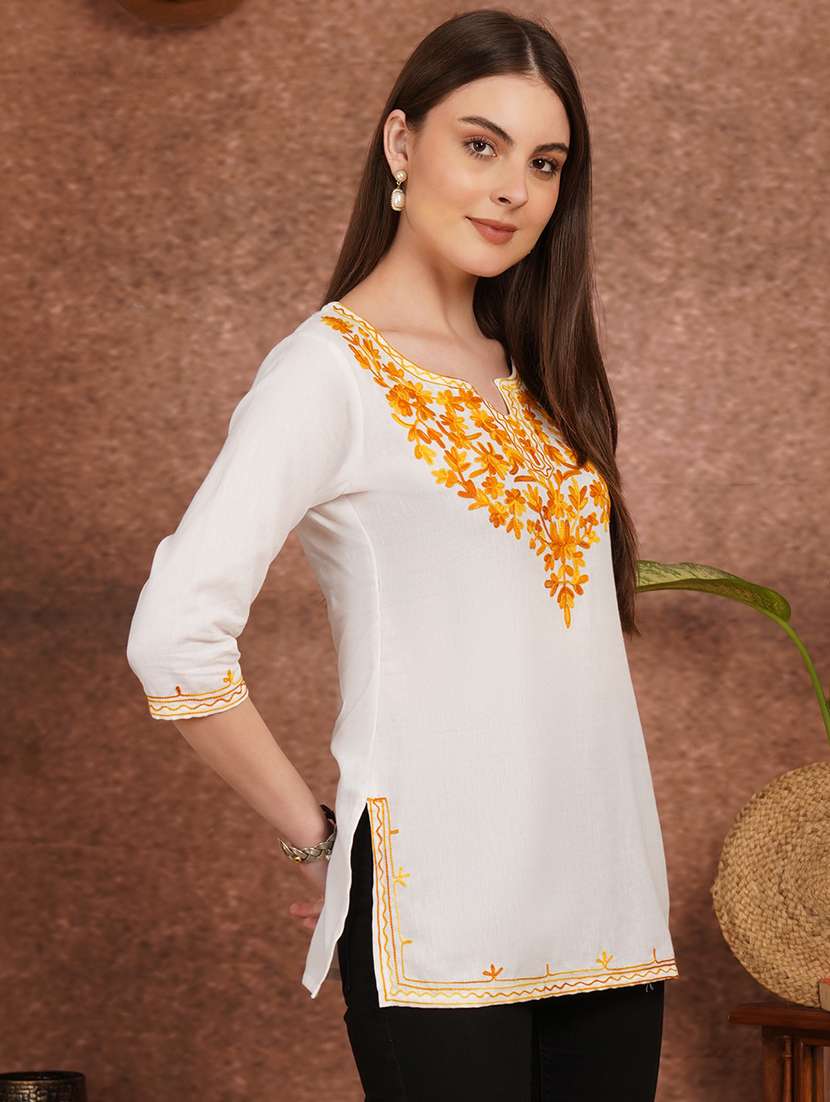 Women White Cotton A-line Kurta - 22444981 -  Standard Image - 2