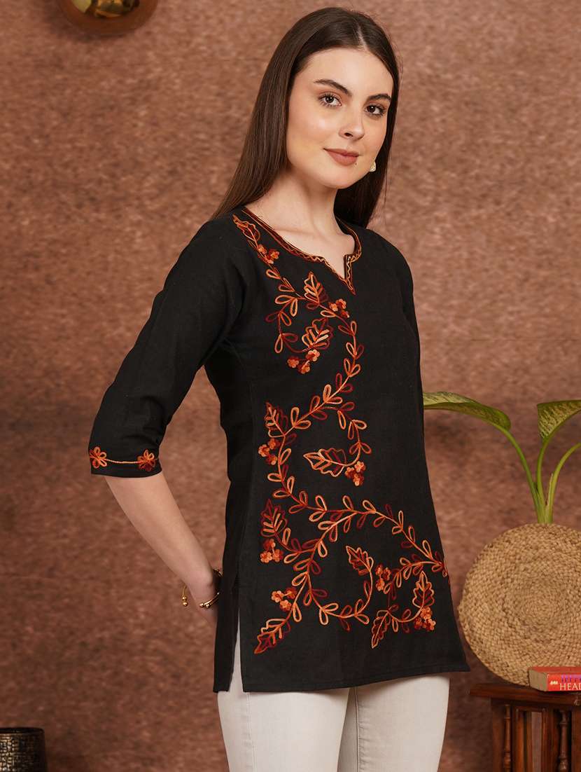 women black cotton a-line kurta - 22444986 -  Standard Image - 2