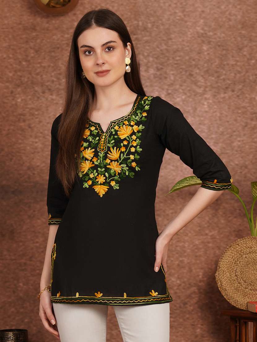 women black cotton a-line kurta