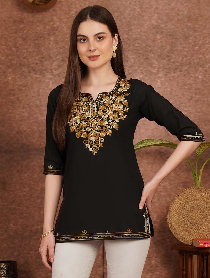 women black cotton a-line kurta
