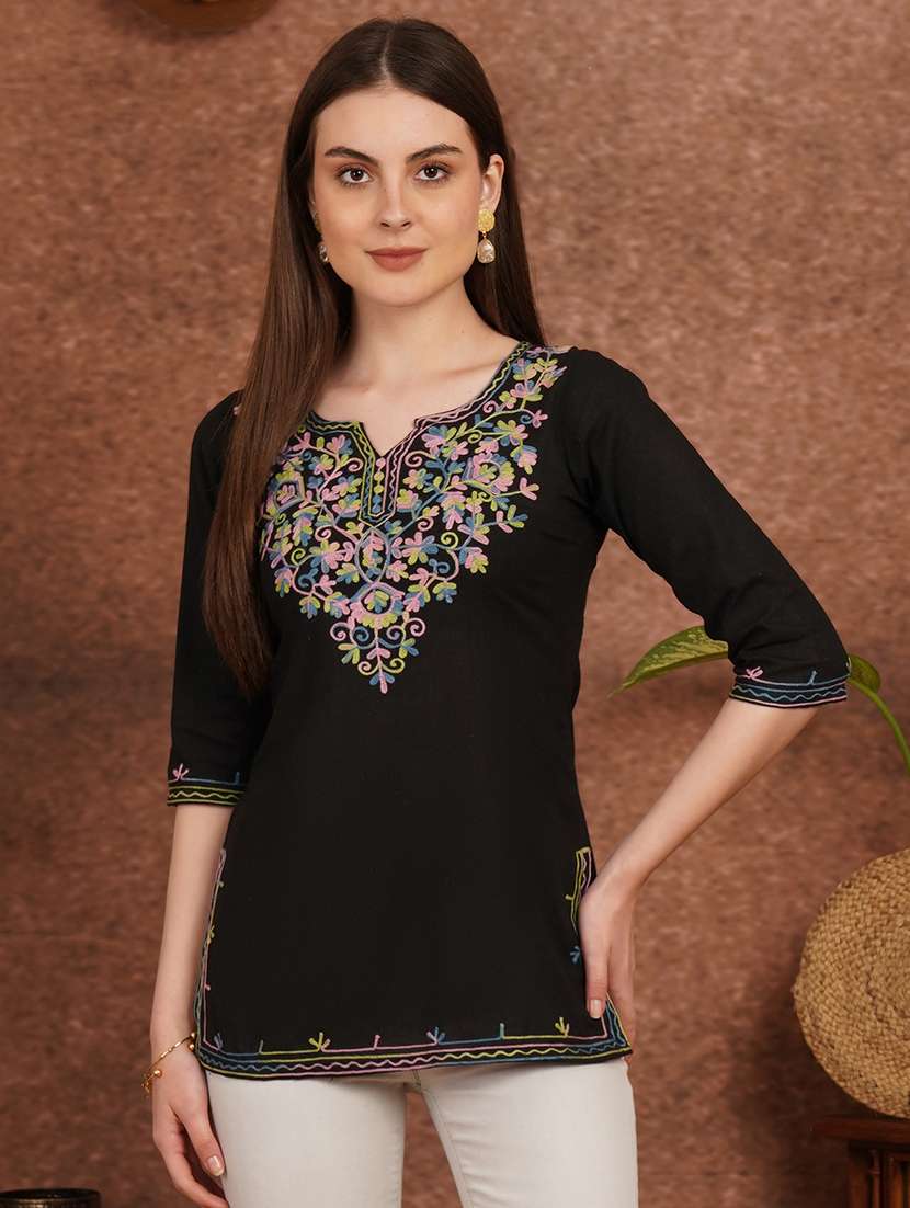 women black cotton a-line kurta - 22444992 -  Standard Image - 2