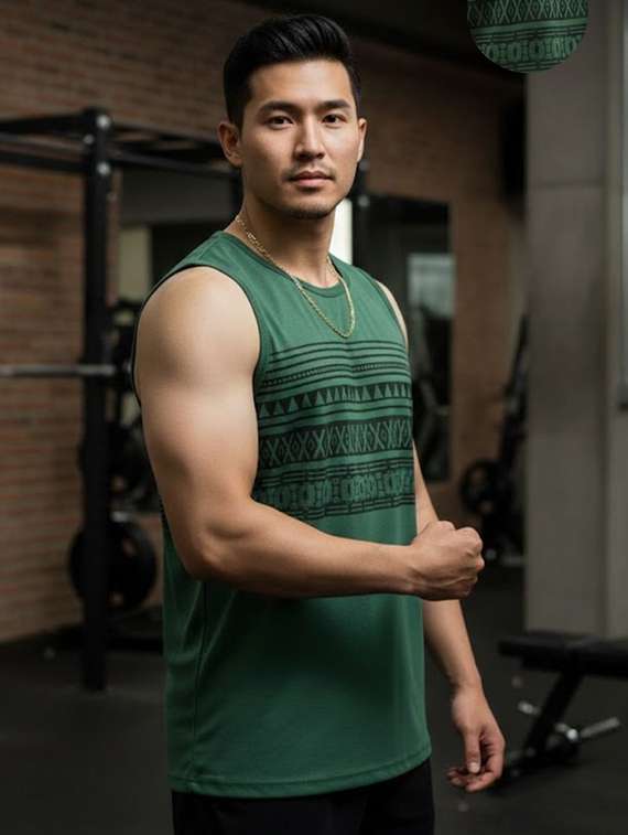 men green cotton chest print t-shirt - 22444997 -  Standard Image - 2