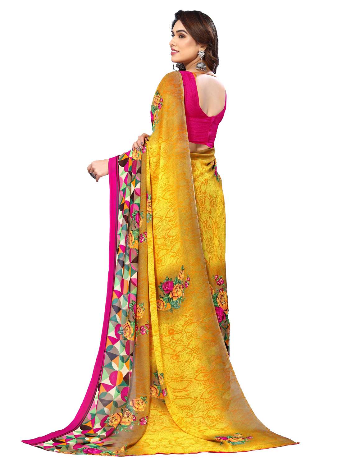 women pack of 2 printed saree with blouse - 22445628 -  Standard Image - 2