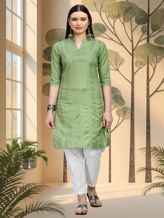 women self design mandarin neck kurta pant set - 22446554 -  Standard Image - 2