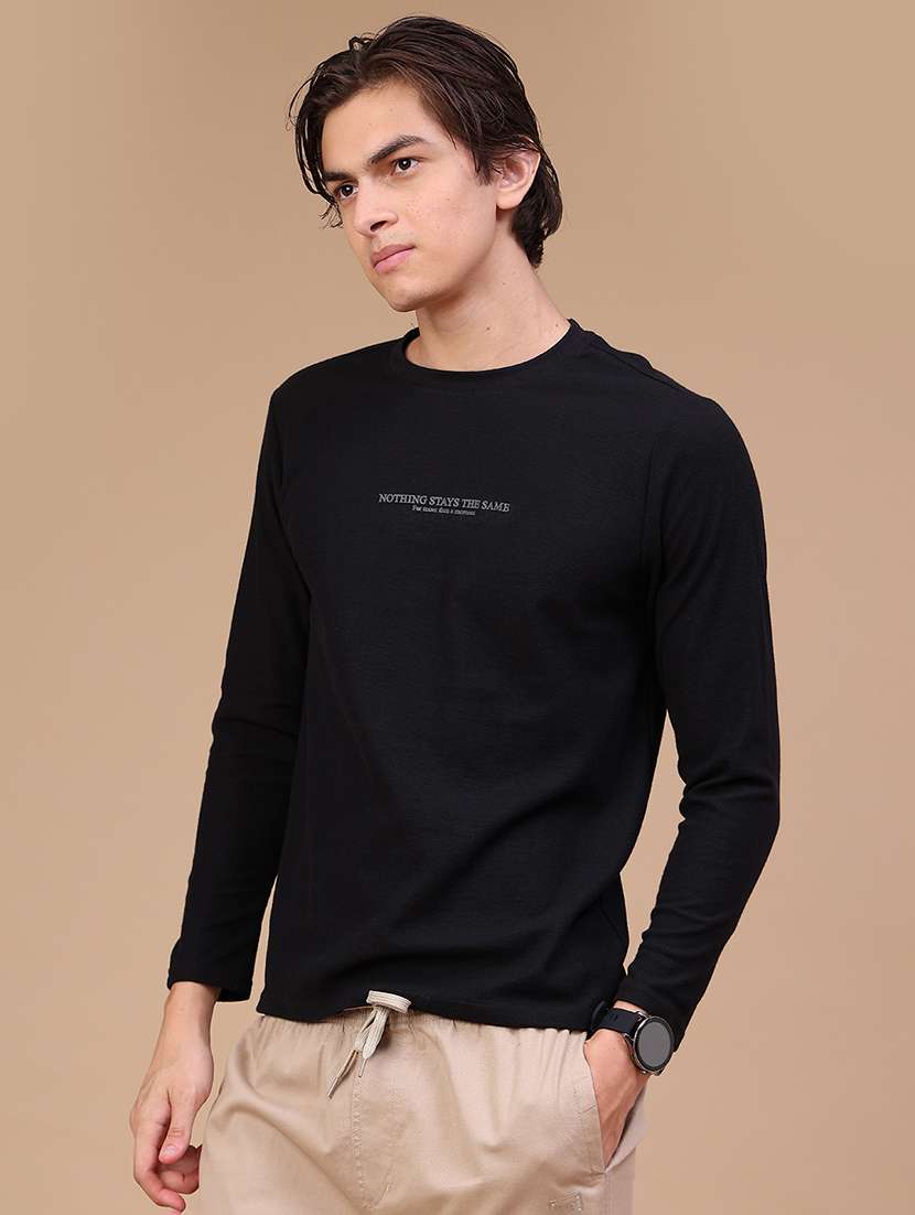 Men Typographic Long Sleeves Regular Fit T-shirt - 22446608 -  Standard Image - 2
