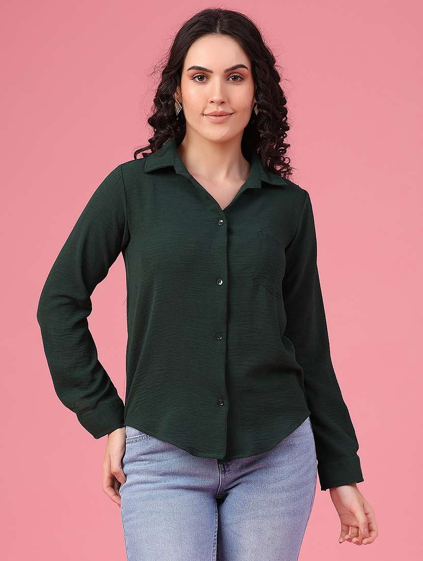women solid long sleeves regular shirt - 22446706 -  Standard Image - 2