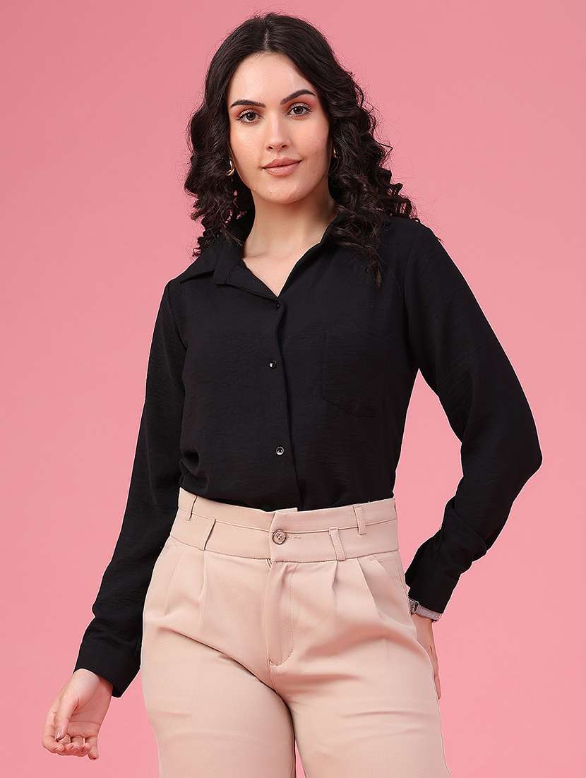 women solid long sleeves regular fit shirt - 22446707 -  Standard Image - 2