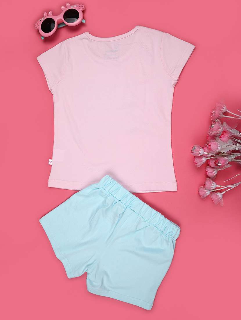 girls printed short sleeve t-shirt & shorts set - 22446903 -  Standard Image - 2